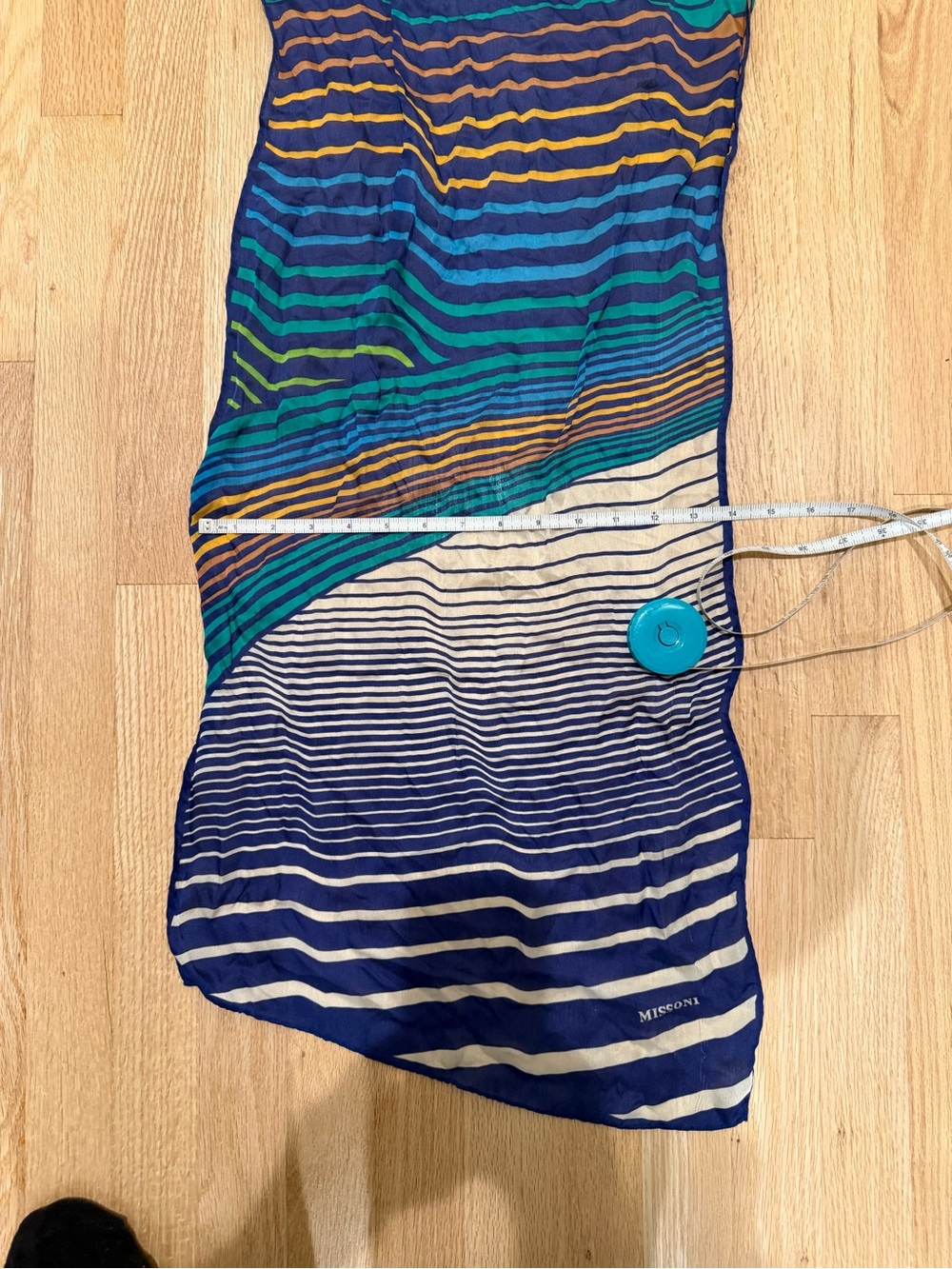 Missoni Silk Striped Multicolor Maxi Scarf - Blue/Green/Navy - Picture 3 of 4